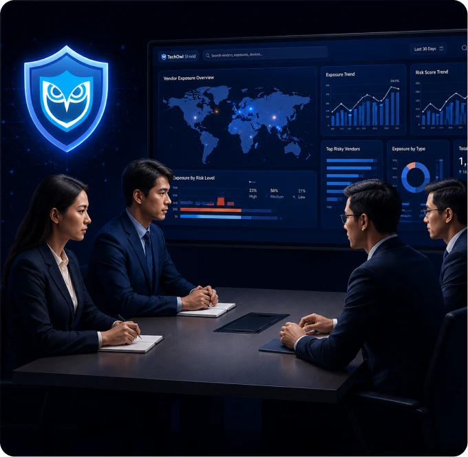 Security team reviewing vendor leak analytics